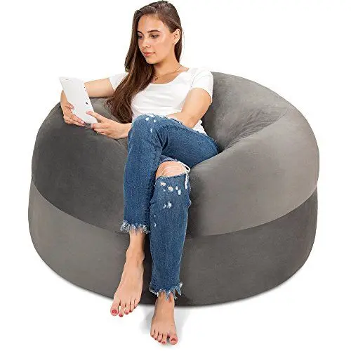 Produktbild: fluffsac Sitzsack in Grau - XXL 120cm für Erwachsene und Kinder - mit Memory Schaumstoff Füllung und waschbarem Bezug - Premium Sitzsack Weich und Bequem