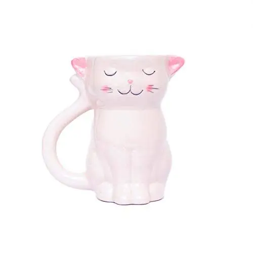 Produktbild: Fluffy Dreams – Die große Cutie Cat Love 3D Katzen Tasse Becher Mug aus Keramik in weiss/pink | handbemalt für Katzen Liebhaber | fasst ca.310 ml Kaffee, Tee, Getränke in Geschenkverpackung