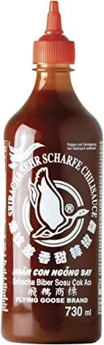 Produktbild: FLYING GOOSE Sriracha sehr scharfe Chilisauce - sehr scharf, rote Kappe, Würzsauce aus Thailand (730 ml)