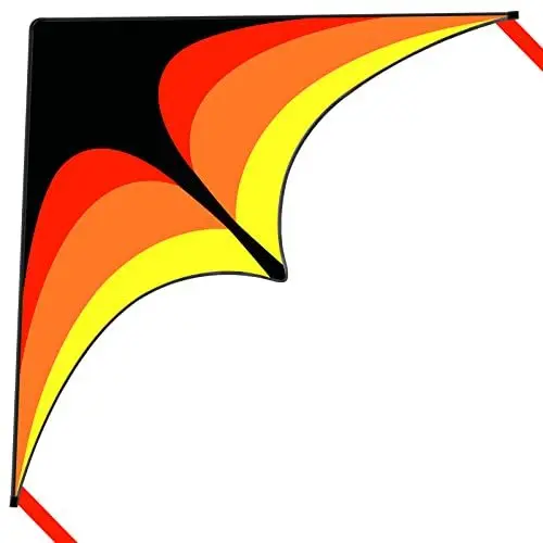 Produktbild: Flying Hoofer Delta Drachen Flugdrachen für Erwachsene und Kinder - 60'' x 30'' - Einleiner Flugdrachen, Leicht zu fliegen - Komplett mit 300ft Drachenschnur und Griff.(Orange&Gelb)