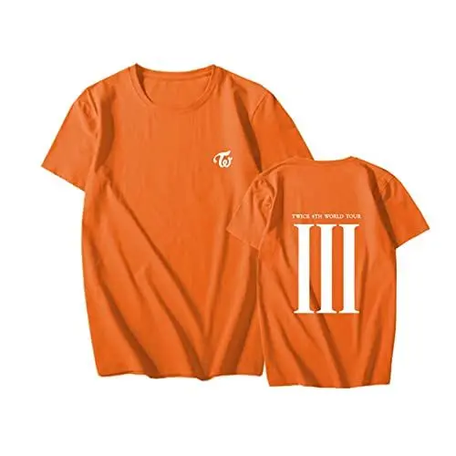 Produktbild: Flyself Unisex Twice T-Shirts 4TH World TourⅢKurzarm T-Shirts Lose Oberteile Stilvoll Bedruckte Blusen für Männer und Frauen NA YEON JUNG YEON MOMO SANA JI Hyo MINA DAHYUN CHAE Young TZUYU