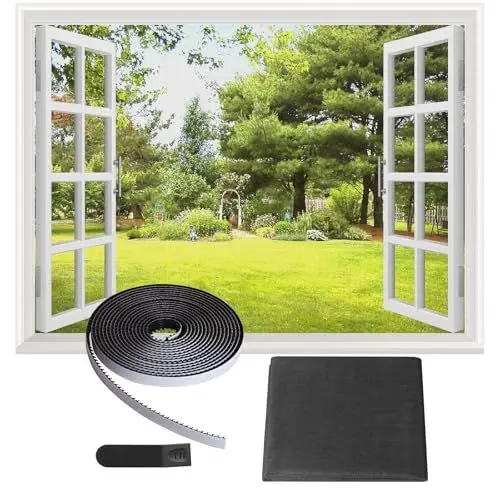 Produktbild: FLYZZZ Fliegengitter Fenster - 120X300cm Insektenschutz Fenstertenschutz für Schiebefenster und Dachfenster mit Fiberglas netz -und Klettband, Diy Ohne Bohren
