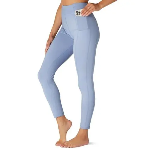 Produktbild: FM London High Waisted Leggings mit Taschen - herrlich weiche Leggings für Frauen in voller Länge und Capri-Designs Yogahosen oder Fitness-Leggings, Blau (Brunera), S