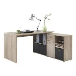 Produktbild: FMD Möbel, 353-001 Lexo Schreibtisch-Winkelkombination, eiche, Tisch maße 136.0 x 75.0 x 68.0 cm, Regal maße 137.0 x 71.0 x 33.0 cm (BHT)
