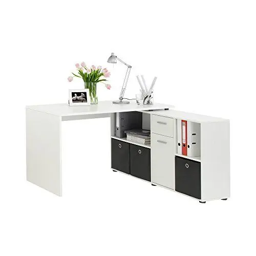 Produktbild: FMD Möbel, 353-001 Lexo Schreibtisch-Winkelkombination,weiß, Tisch maße 136.0 x 75.0 x 68.0 cm, Regal maße 137.0 x 71.0 x 33.0 cm (BHT)