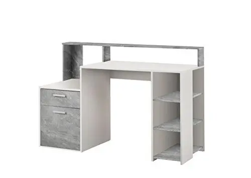 Produktbild: FMD Möbel, F00651901043 Bolton Computertisch, holz, weiß/beton, maße 138.5 x 53.5 x 92.0 cm (BHT)
