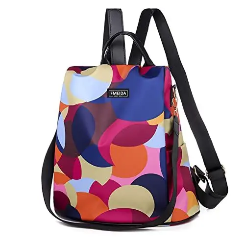 Produktbild: Fmeida Rucksack diebstahlsicher Damen Taschenrucksack 2 in 1 Nylon Handtaschen Wasserdichte Schultertasche Casual Daypack Klein Cityrucksack Reiserucksack für Frauen Mädchen Gepunktet