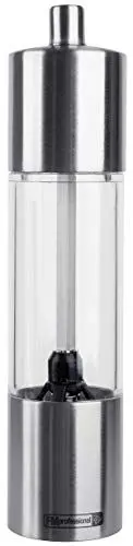 Produktbild: FMprofessional Salz-/Pfeffermühle 17,5 cm, Gewürzmühle aus Acrylglas und Edelstahl, Gewürzstreuer mit Keramikmahlwerk, praktischer Salzstreuer, handlicher Pfefferstreuer, langlebige Gewürzdose