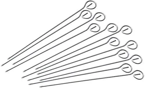Produktbild: FMprofessional Schaschlikspieße, Grillspieße aus Edelstahl, ovale Fleischspieße für Fleisch, Meeresfrüchte und Gemüse (Länge: ca. 22 cm) - spülmaschinengeeignet, Menge: 12 Stück