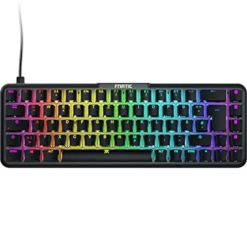 Produktbild: Fnatic Gear | STREAK65 | mechanische Gaming-Tastatur mit LED RGB-Hintergrundbeleuchtung Speed Silver-Schalter - kleine, kompakte und tragbare Tastaturbelegung (65%) (DE-Layout·· QWERTZ)