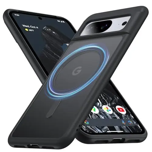 Produktbild: FNDMIL (NO.1 Magnetisch für Google Pixel 8 Hülle mit MagSafe (Translucent Matt) (Anti-Fingerabdruck) (Militär Stoßfest) Hardcase mit Weich Silikon Handyhülle für Pixel 8 Case Dünn 6.2'', Schwarz