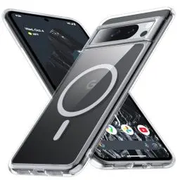 Produktbild: FNDMIL (NO.1 Magnetisch für Google Pixel 8 Pro Hülle mit MagSafe (Transparent Anti-Gelb) (Militär Stoßfest) (Durchsichtig Hardcase)mit Weich Silikon Bumper für Google Pixel 8 Pro Case Dünn 6.7'',Klar