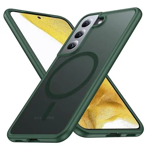 Produktbild: FNDMIL (NO.1 Magnetisch für Samsung Galaxy S22 Plus Hülle mit MagSafe (Translucent Matt) (Anti-Fingerabdruck) (Militär Stoßfest) Hardcase mit Weich Silikon Handyhülle für S22+ Case Dünn 6.6'', Grün