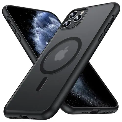 Produktbild: FNDMIL (NO.1 Magnetisch für iPhone 11 Pro Hülle mit MagSafe Kabelloses Laden (Translucent Matt)(Anti-Fingerabdruck)(Militär Stoßfest) Hardcase mit Weich Silikon Handyhülle iPhone 11 Pro Case, Schwarz