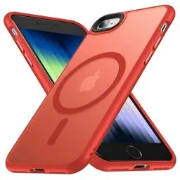 Produktbild: FNDMIL (NO.1 Magnetisch für iPhone SE 2022/SE 2020/8 Hülle mit MagSafe(Durchscheinend Matt)(Anti-Fingerabdruck)(Militär Stoßfest) Dünn Hardcase mit Silikon für iPhone SE 2./3. Generation Hülle,Rot