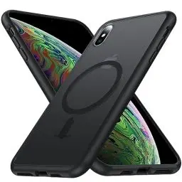 Produktbild: FNDMIL (NO.1 Magnetisch)für iPhone X(10)/Xs mit MagSafe Kabelloses Laden(Durchscheinend Matt)(Anti-Fingerabdruck)(Militär Stoßfest)Dünn Hardcase mit Silikon Handyhülle für iPhone X(10)/Xs Case,Schwarz