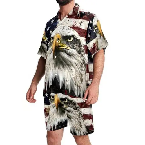 Produktbild: FNETJXF Hawaii-Hemd für Herren, 2-teiliges Set für Herren, Urlaubs-Outfits, Traumfänger, Lila, Kreuzfahrt-Outfits für Herren, Muster 78, L