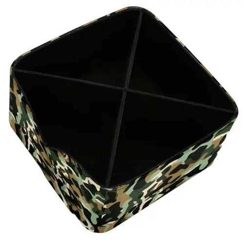 Produktbild: FNETJXF Make-up-Pinsel-Organizer, Büroorganisation und Aufbewahrung, veganes Leder, Fernbedienungs-Caddy, modisches Camouflage-Grün, multifunktionaler Schreibtisch-Organizer