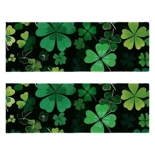 Produktbild: FNETJXF Schnell trocknendes Handtuch, Fitness-Handtücher, weiches Handtuch für Camping, Fitnessstudio, Strand, Schwimmen, Yoga – Grüner Kleeblatt St. Patrick's Day