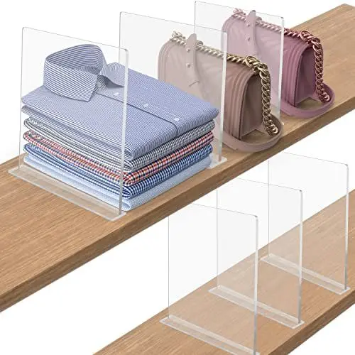 Produktbild: FNG8 Klare Acryl Schubladen Trenner (6er Pack) - Vertikales Schubladen Ordnungssystem für Zuhause, Geschäft & Büro - Transparente Schrank Organizer Schublade Teiler für Kleidung, Schuhe & Bücher