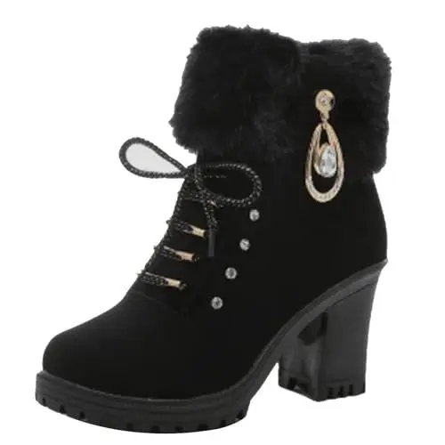 Produktbild: outlet angebote Langschaft Stiefel Damen Weiter Schaft Stylisch & Praktisch Winterstiefel Damen Elegant Klobiger Blo artikel unter 1 euro 3 euro artikel