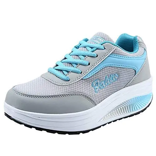 Produktbild: FNKDOR Mode Frauen Mesh Schuhe Damen Plateau Sneaker Turnschuhe (40.5, Blau)