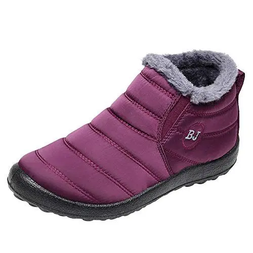 Produktbild: FNKDOR Waterproof Stiefeletten Damen Winter Warm Gefüttert Stiefel Flache Schneeschuhe gr 38 EU Rot