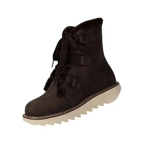 Produktbild: FNKDOR Winterstiefel Damen Gefüttert Boots Schuhe Winterschuhe Rutschfest Stiefeletten Wildlederstiefel Schnürstiefel (Coffee, 40)
