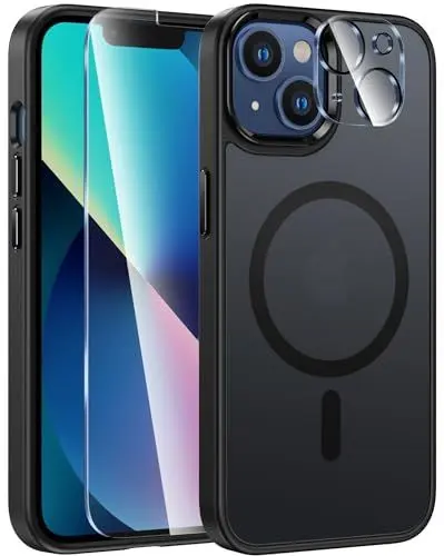Produktbild: FNTCASE für iPhone 13 Hülle: i Phone 14 Handyhülle Magnetische Translucent Matte Militär Fallschutz Anti Vergilbung Case- Robuste langlebige stoßfeste Schutzhülle