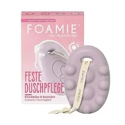 Produktbild: Foamie Festes Duschgel mit Kirschblüte & Reismilch, Reichhaltige Duschpflege Trockene Haut mit Massage-Effekt, Feste Dusche 100% Vegan, Plastikfrei, Silikonfrei, 80 g