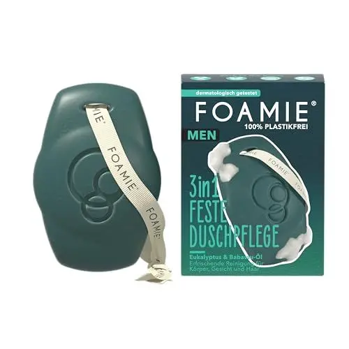 Produktbild: Foamie Men 3in1 Feste Duschpflege Back to the Roots | Für Körper, Gesicht & Haare | Mit Babassu- & Eukalyptusöl | pH-hautneutral | Vegan & Plastikfrei | 90g