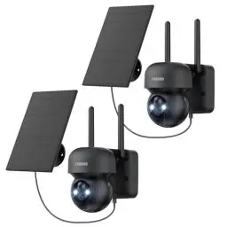 Produktbild: FOAOOD 2K Überwachungskamera Aussen Akku, 360°PTZ Kamera Überwachung Aussen Solar, Außenkamera mit Nachtsicht Farb, PIR-Personenerkennung, 2-Wege-Audio, IP66 Wasserdicht