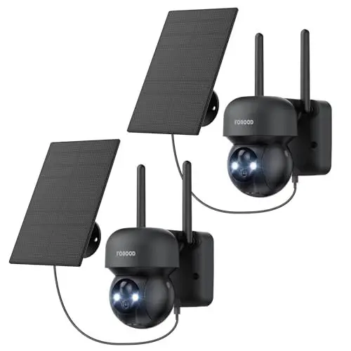 Produktbild: FOAOOD 2K Überwachungskamera Aussen Akku, 360°PTZ Kamera Überwachung Aussen Solar, Außenkamera mit Nachtsicht Farb, PIR-Personenerkennung, 2-Wege-Audio, IP66 Wasserdicht