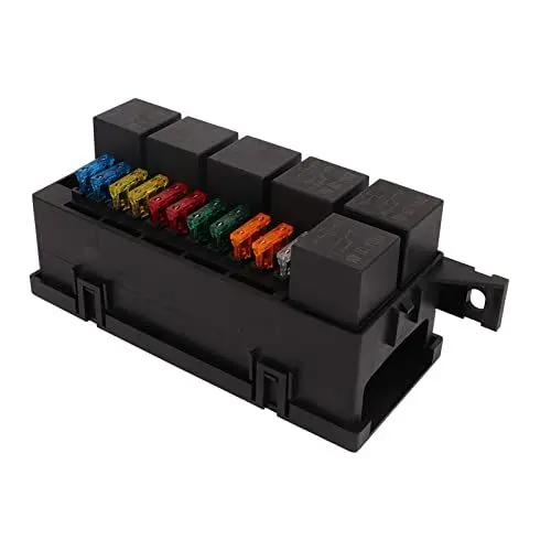Produktbild: Focket 12V Wasserdichte Sicherung Box mit 6 Relais, 11 ATC ATO, 52 Crimp Klemmen, Universal Design mit Z Halterung, Sicherungsblock für Auto, LKW, Marine, Boot, RV, Anhänger