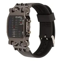 Produktbild: Focket Binary Watch, Krabbenform Bunte LED Uhr Coole Digitaluhr mit Silikonband, wasserdichte Armbanduhr Herren klassisch kreativ Mode schwarz plattiert elektronische Uhr für Männer Gesch