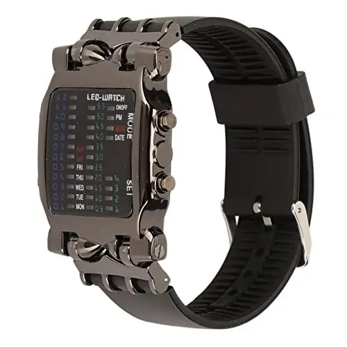 Produktbild: Focket Binary Watch, Krabbenform Bunte LED Uhr Coole Digitaluhr mit Silikonband, wasserdichte Armbanduhr Herren klassisch kreativ Mode schwarz plattiert elektronische Uhr für Männer Gesch