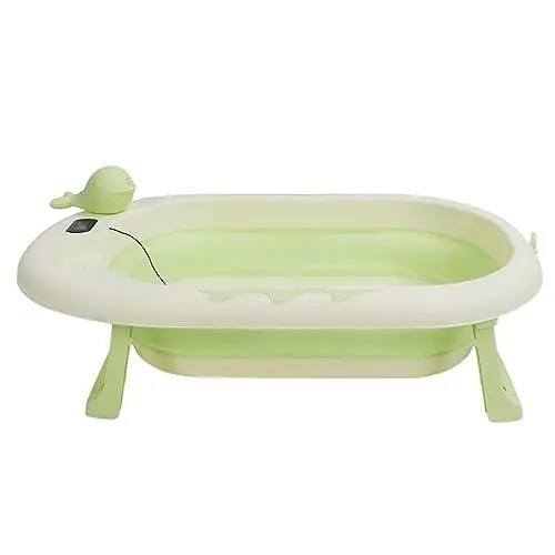 Produktbild: Focket Faltbare Babybadewanne mit Temperaturmessung, Babybadewanne. Echtzeitanzeige, Stark, Stabil für den Täglichen Gebrauch (Zartes Weidengrün)