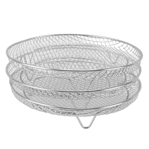 Produktbild: Heißluftfritteuse-Gestell, Stapelbare Edelstahl-Fritteusengestelle, Vielseitiges Design, Mehrschichtiges Dörrgerät, Zubehör für Heißluftfritteusen, Spülmaschinenfest (Runde)
