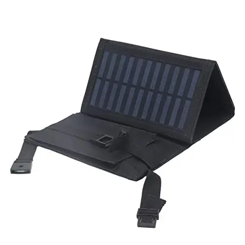 Produktbild: Focket Tragbares Solar Handy Ladegerät, 20W 5.5V 1200mAh faltbares Solar Ladegerät mit USB Anschlüssen, Outdoor Solar Power Bank für Camping Wandern Rucksack Reiten Angeln