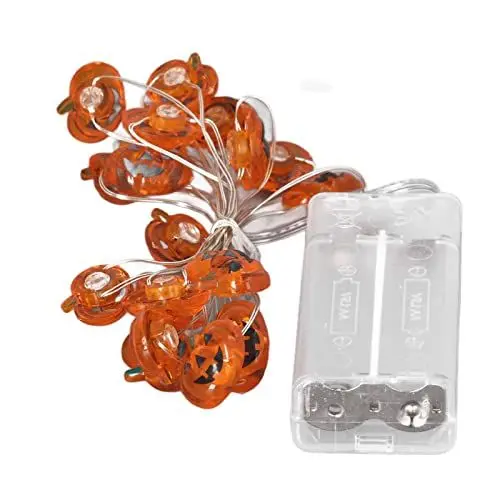 Produktbild: Fockety 20 Stück Kürbis Lichterketten, 2 M Batteriebetriebene LED Kürbislichter, DIY Grusel Dekoration, Halloween Lichterketten für Thanksgiving, Halloween Kürbis, Ernte, Indoor Outdoor Dekorationen