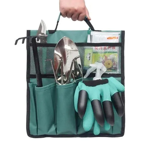 Produktbild: Fockety Garten-Kniebank-Werkzeugtasche, Große Kapazität, Garten-Tragetasche, Garten-Aufbewahrungs-Organizer, Garten-Werkzeugtasche, Sitz-Aufbewahrungstasche für Gartenarbeit