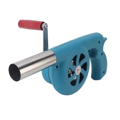 Produktbild: Fockety Handkurbel-BBQ-Ventilator, Blasebalg, Tragbare Kaminwerkzeuge, Tragbares Grill-Luftgebläse, Feuerkraft Erhöhen, BBQ-Ventilator-Luftgebläse für Outdoor-Camping und Picknicks (BLUE)
