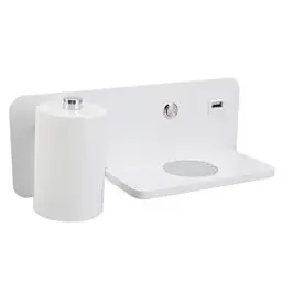 Produktbild: Fockety LED-Wandleuchten, Wand-Leseleuchte Nachttisch-Wandleuchte mit 5-V-USB-Ladeanschluss und Kabellosem Ladegerät, Drehbare Wandleuchte mit Warmem Licht für Schlafzimmer, Wohnzimmer (Weiß Links)
