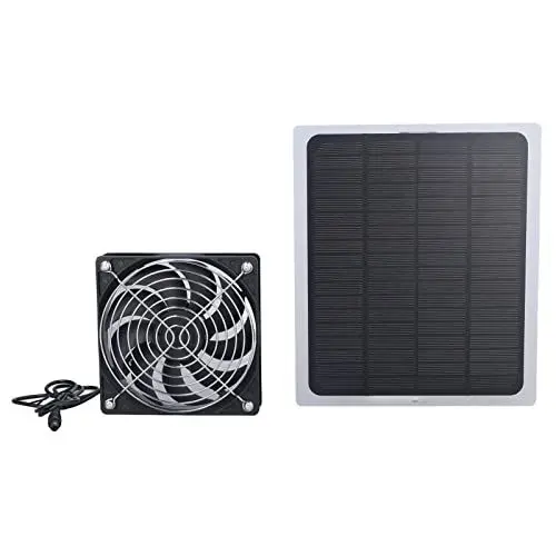 Produktbild: Fockety Lüfter mit Solarpanel-Antrieb, 6W Wasserdicht Schutznetz aus Bi-Metall Kühlung Belüftung Solarpanel-Lüfter-Kit Energie sparen Umweltschutz Solar-Abluftventilator für Wohnmobile, Hühnerställe
