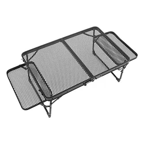 Produktbild: Fockety Tragbarer klappbarer Grilltisch, 25,2 x 16,61 Zoll Verstellbarer Aluminium-Picknicktisch, 2 Ebenen Camping-Tisch im Freien tragbarer Tisch für Grill Reisetisch im Freien Picknick