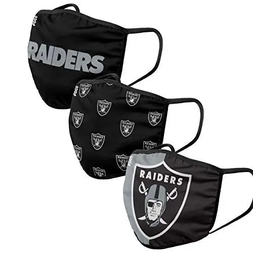 Produktbild: FOCO Las Vegas Raiders NFL Face Covering 3Pack Face Mask Forever Collectibles - One-Size
