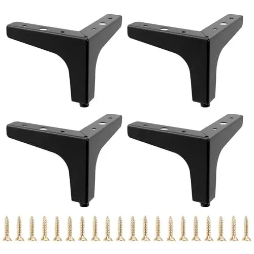 Produktbild: FOGAWA 4 Stück Möbelfüße 10cm Dreieck Tischbeine Sofabeine Schwarz Metallfüße Möbel Tischbeine Schrankfüße mit Schrauben für Couchtische, Schränke, Sofa, Nachttisch, TV-Schränke, Schubladen
