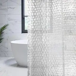 Produktbild: FOGAWA Duschvorhang Transparent Badvorhang 120 x 180cm 3D Eva Shower Curtains Duschvorhänge Wasserdicht Anti Schimmel Bad Vorhang mit 8 Ringe für Dusche und Badewanne