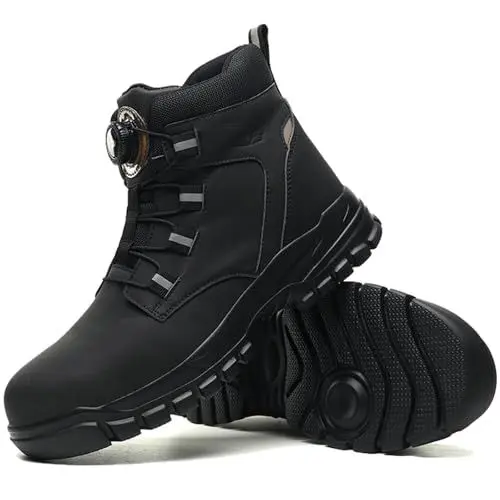 Produktbild: FOGOIN Arbeitsschuhe Herren Wasserdicht, Arbeitsschuhe Herren S3 Leicht, Drehknopf Anti-Smash und Anti-Punktur Arbeit Versicherung Sicherheitsschuhe Arbeitsstiefel Sicherheitsstiefel Unisex
