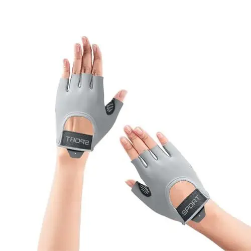 Produktbild: Fokelyi Fitness Handschuhe, Trainingshandschuhe für Gewichtheben, Sporthandschuhe für Fahrrad, Rutschfester Silikon Gym Gloves, Sporthandschuhe für Damen - Grau